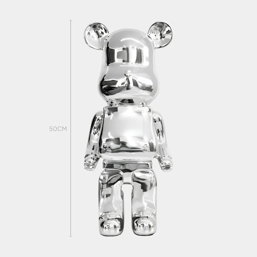 Aero Bear 50cm Chrome Resin Indoor Sculpture