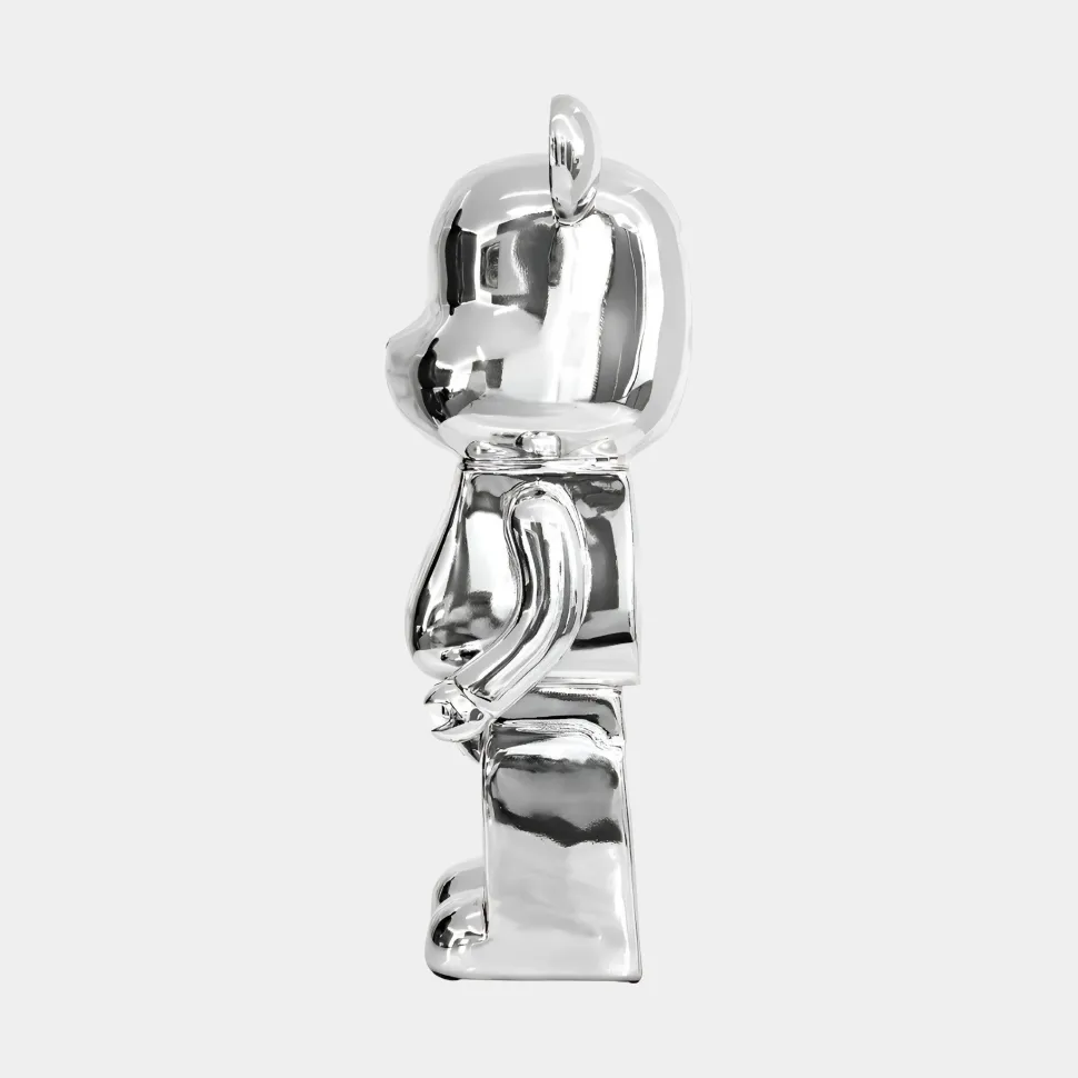 Aero Bear 50cm Chrome Resin Indoor Sculpture