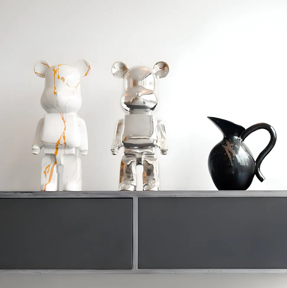 Aero Bear 50cm White Resin Indoor Sculpture