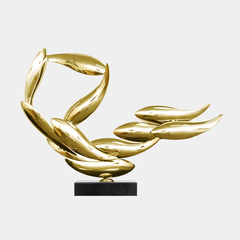 Aero Stream 50cm Gold Metal Indoor Sculpture