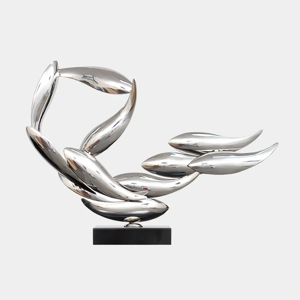 Aero Stream 50cm Silver Metal Indoor Sculpture