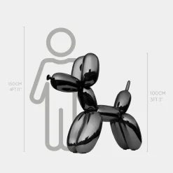 Balloon Dog 100cm Black Fibreglass Indoor Sculpture