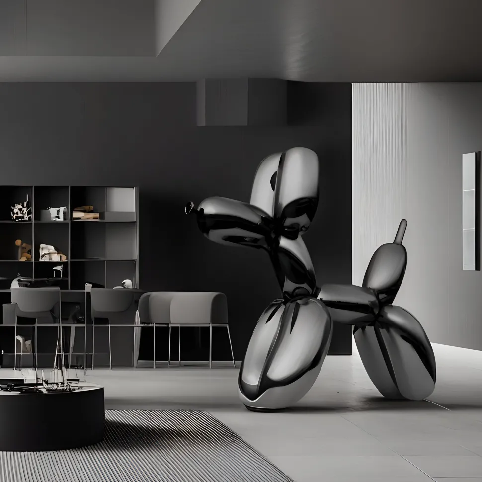 Balloon Dog 100cm Black Fibreglass Indoor Sculpture