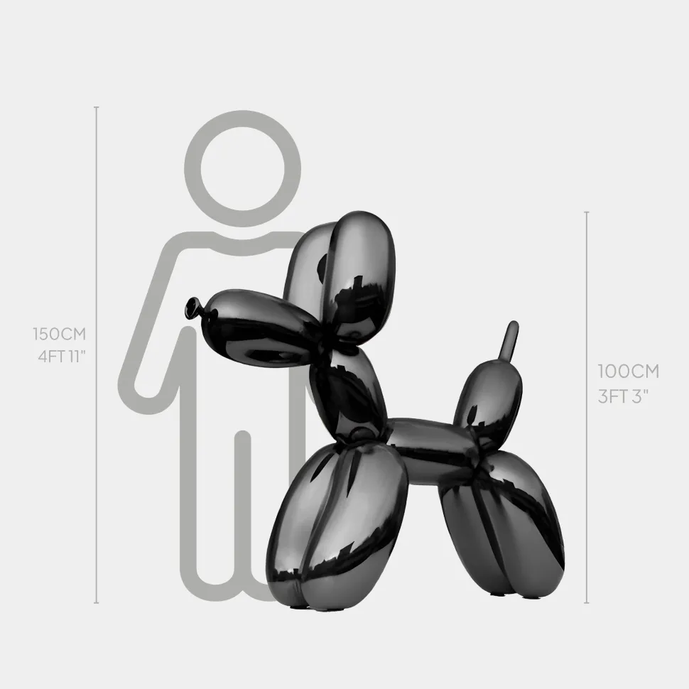 Balloon Dog 100cm Black Metal Garden Sculpture