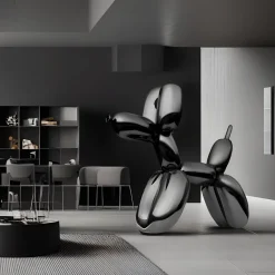 Balloon Dog 100cm Black Metal Garden Sculpture