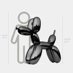 Balloon Dog 130cm Black Metal Garden Sculpture
