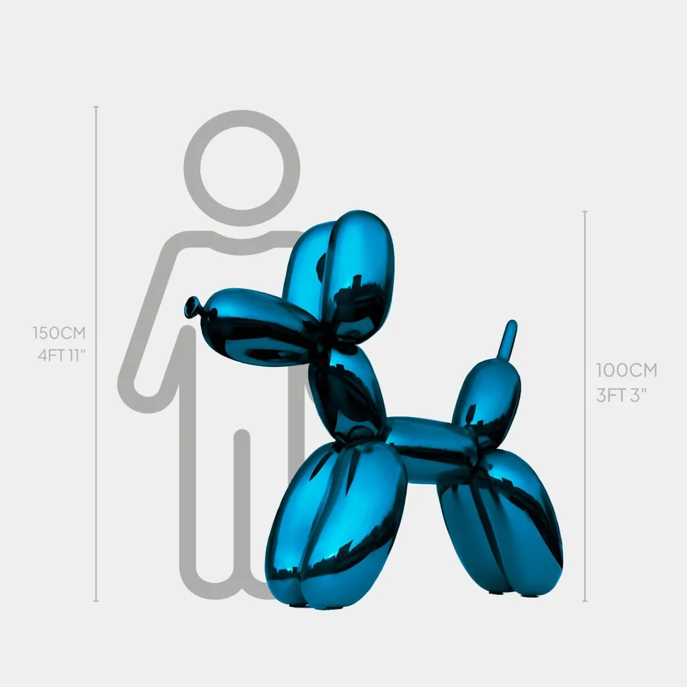 Balloon Dog 100cm Blue Metal Garden Sculpture