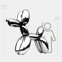 Balloon Dog 200cm Chrome Metal Garden Sculpture