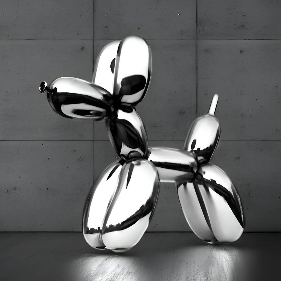 Balloon Dog 80cm Chrome Metal Garden Sculpture