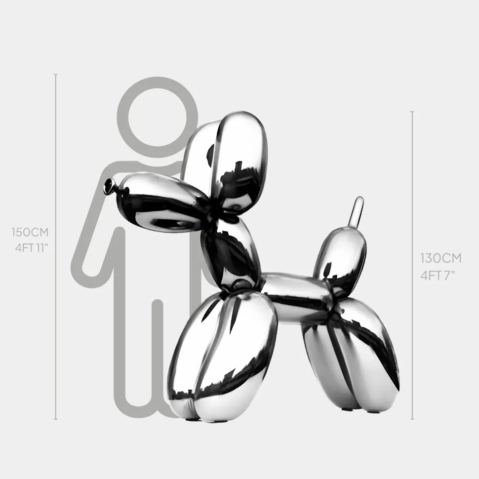 Balloon Dog 130cm Chrome Metal Garden Sculpture
