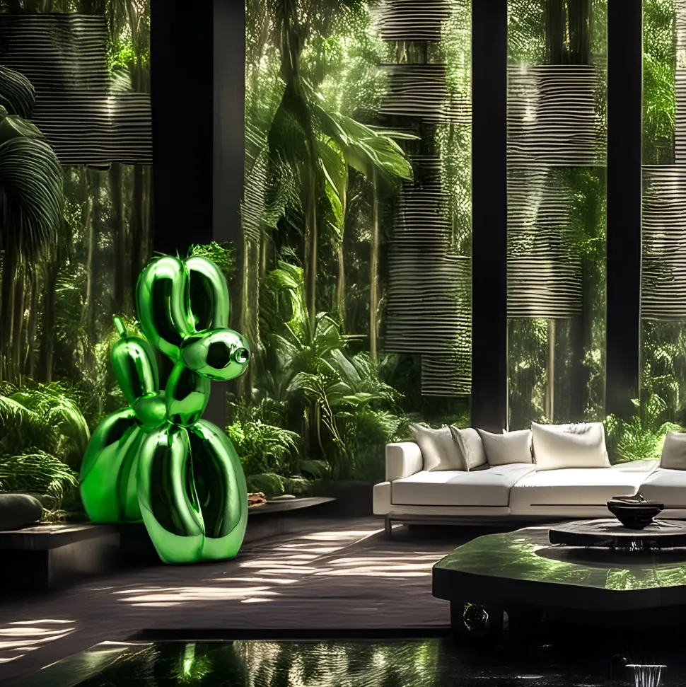 Balloon Dog 200cm Green Metal Garden Sculpture