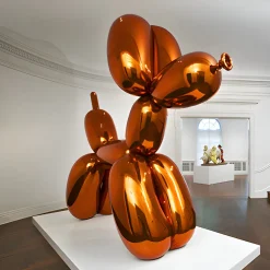 Balloon Dog 100cm Orange Metal Garden Sculpture