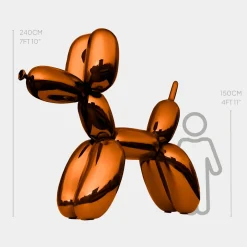 Balloon Dog 240cm Orange Metal Garden Sculpture