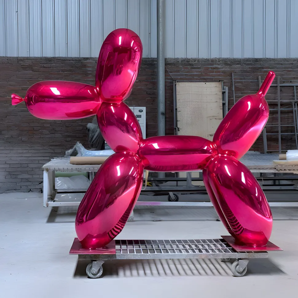 Balloon Dog 130cm Pink Metal Garden Sculpture