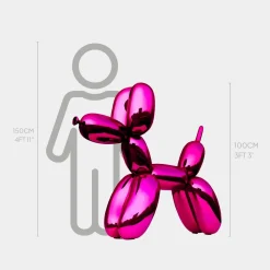 Balloon Dog 100cm Pink Metal Garden Sculpture