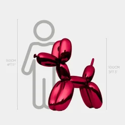 Balloon Dog 100cm Red Metal Garden Sculpture