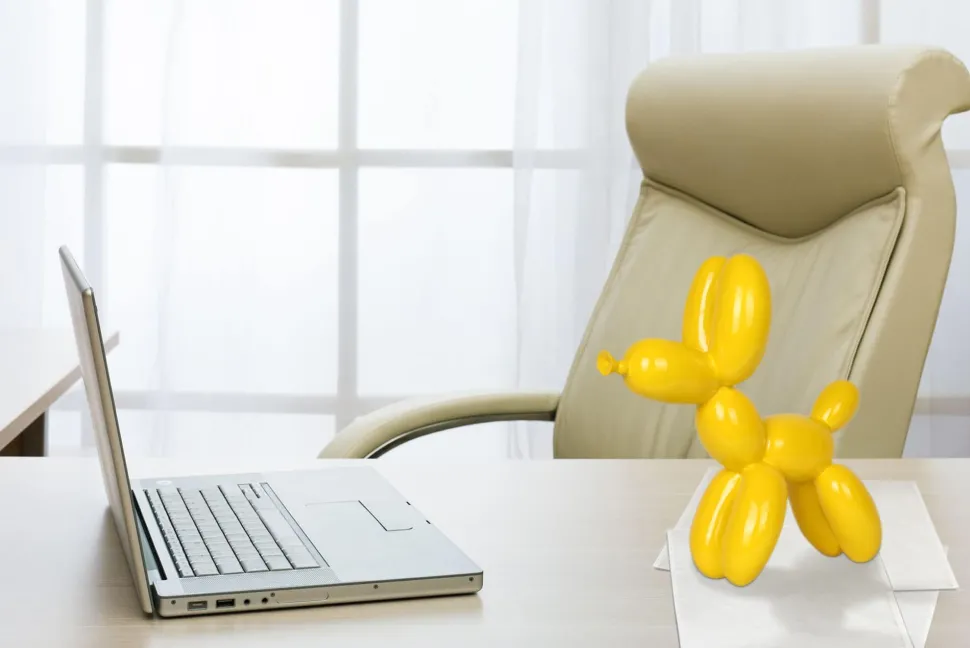 Balloon Dog 27cm Yellow Resin Indoor Sculpture