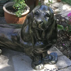 Bassett Hound Dog Bronze Metal Garden Statue