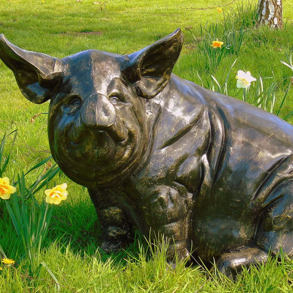 Big Pig Bronze Metal Garden Statue