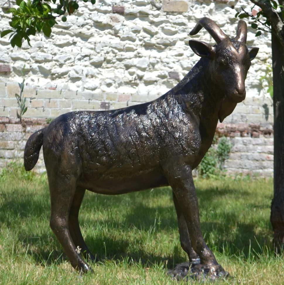 Billy Goat Bronze Metal Garden Statue