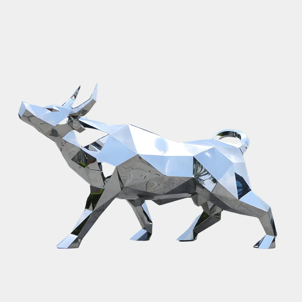 Bull 146cm Geometric Metal Garden Sculpture