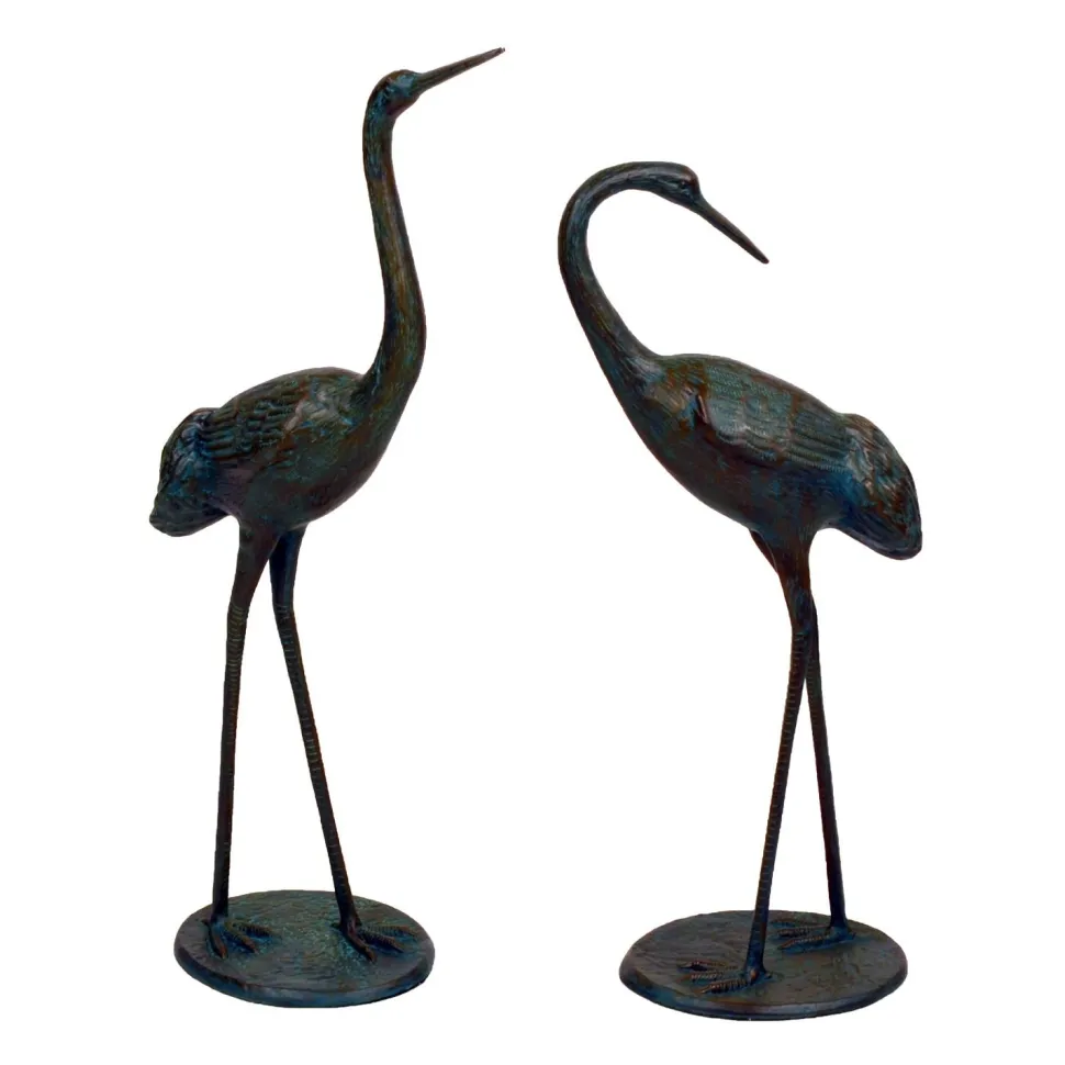 Classic Cranes Bronze Metal Garden Ornaments