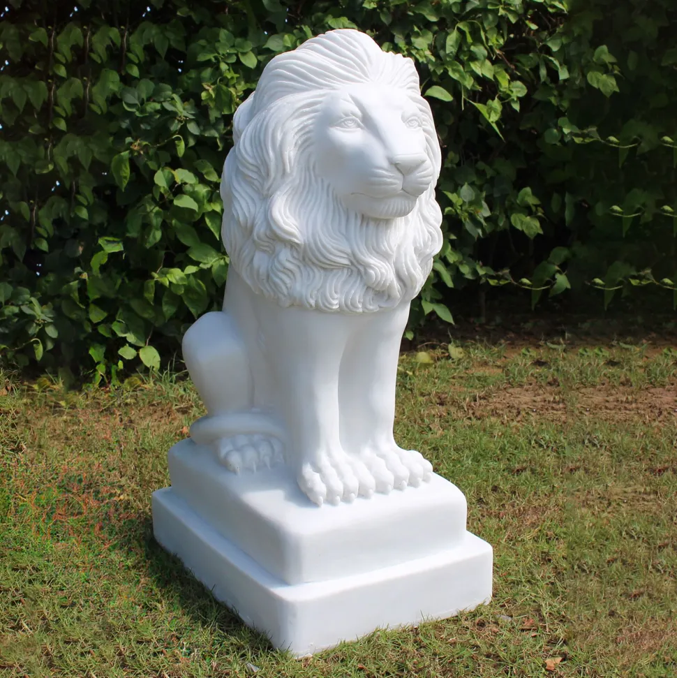 Classic Lion 71cm Marble Resin Garden Statue