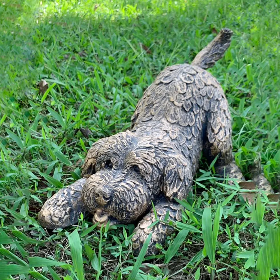Cockapoo 29cm Bronze Resin Garden Ornament