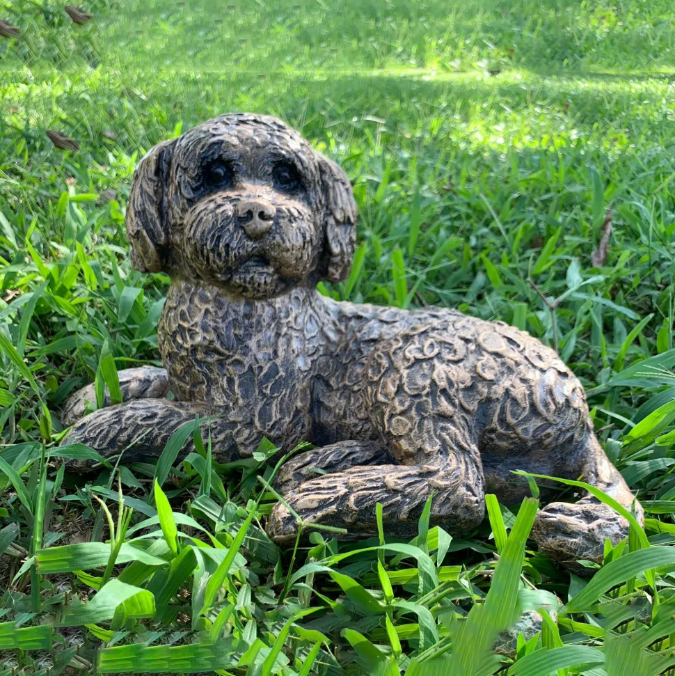 Cockapoo 25cm Bronze Resin Garden Ornament