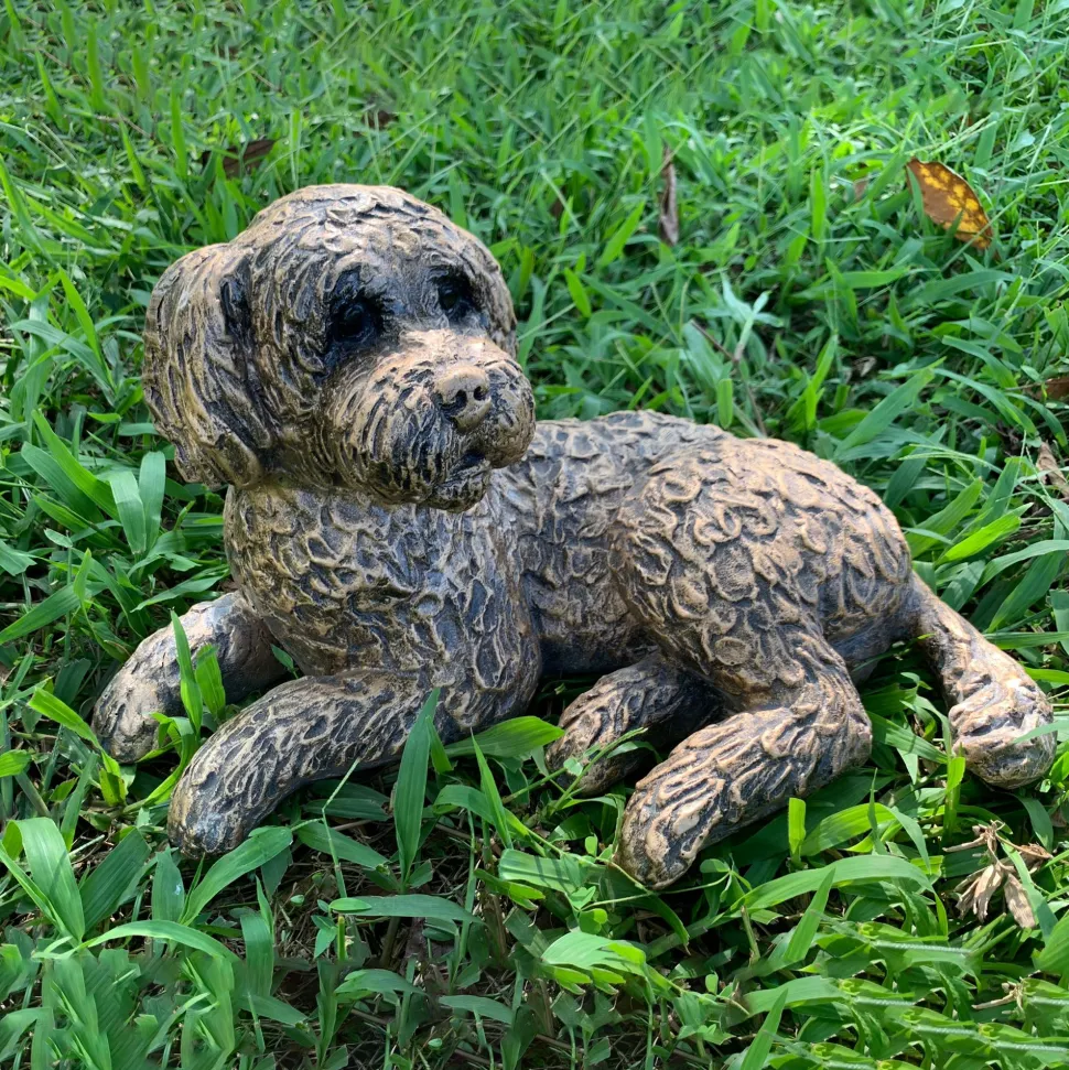 Cockapoo 25cm Bronze Resin Garden Ornament