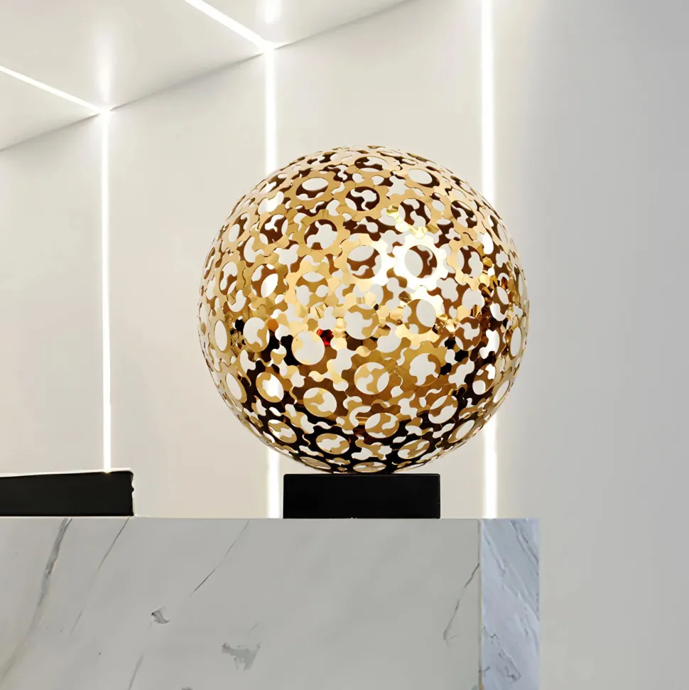 Cosmic Sphere 44cm Gold Metal Indoor Sculpture