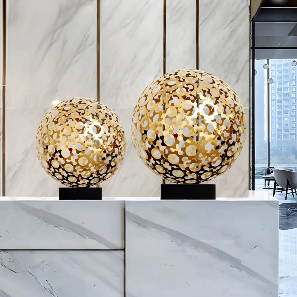 Cosmic Sphere 44cm Gold Metal Indoor Sculpture