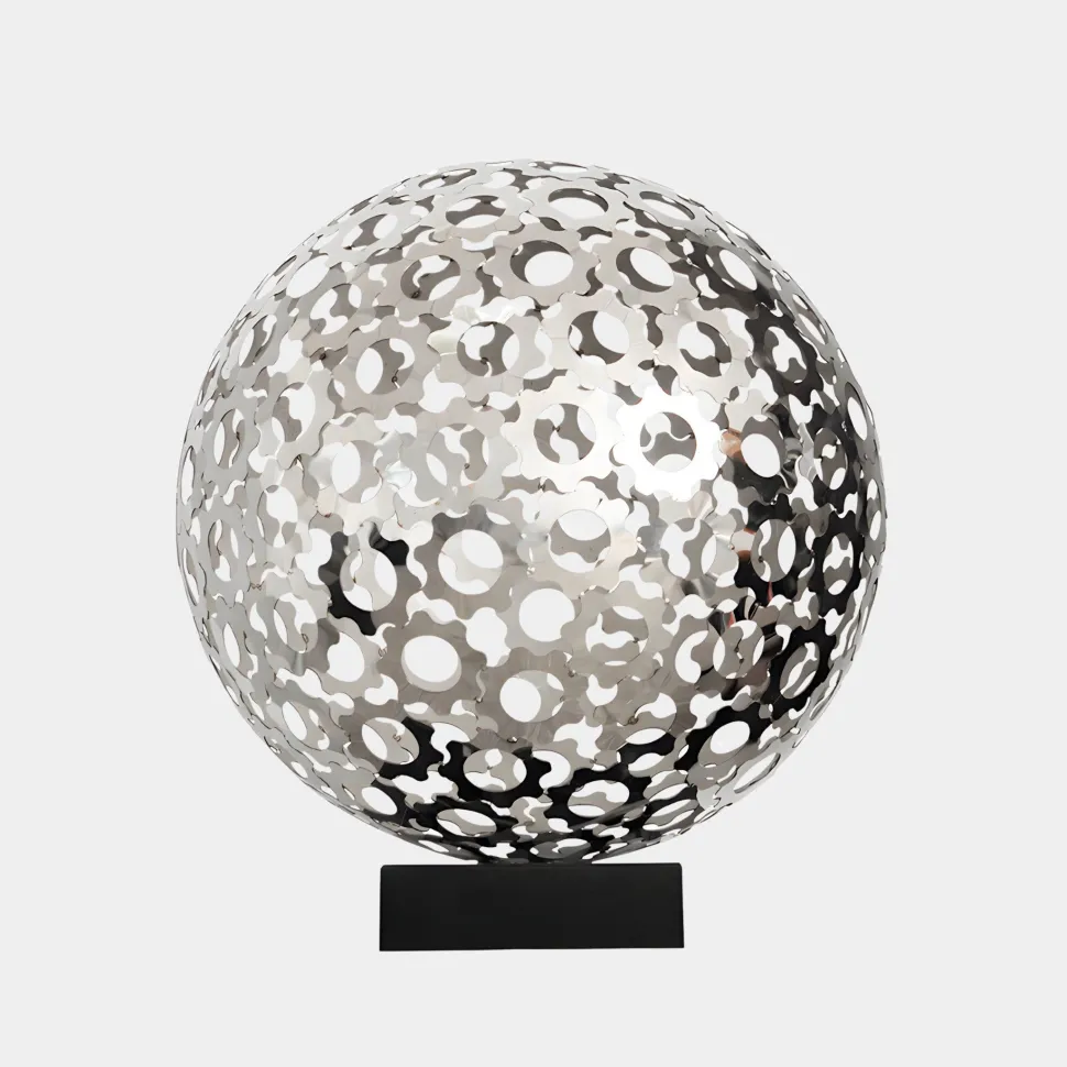 Cosmic Sphere 48cm Silver Metal Indoor Sculpture