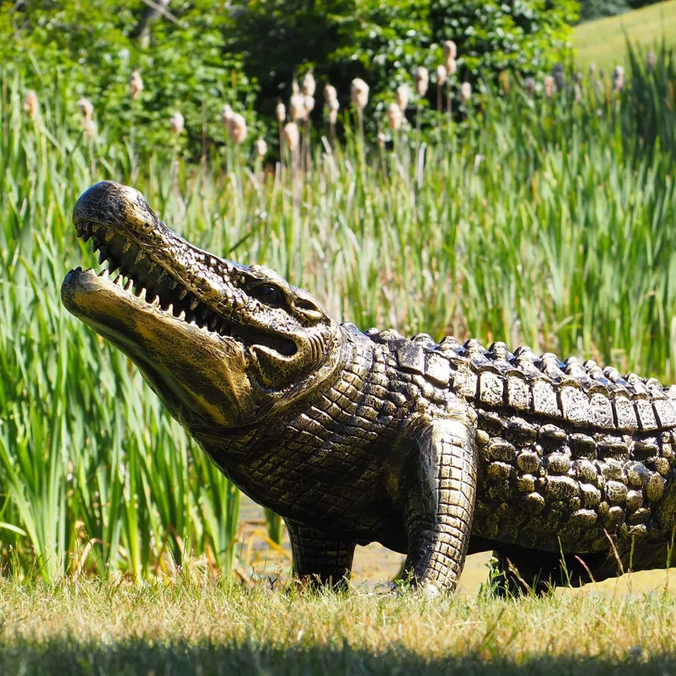 Crocodile Life-Size Bronze Metal Garden Statue
