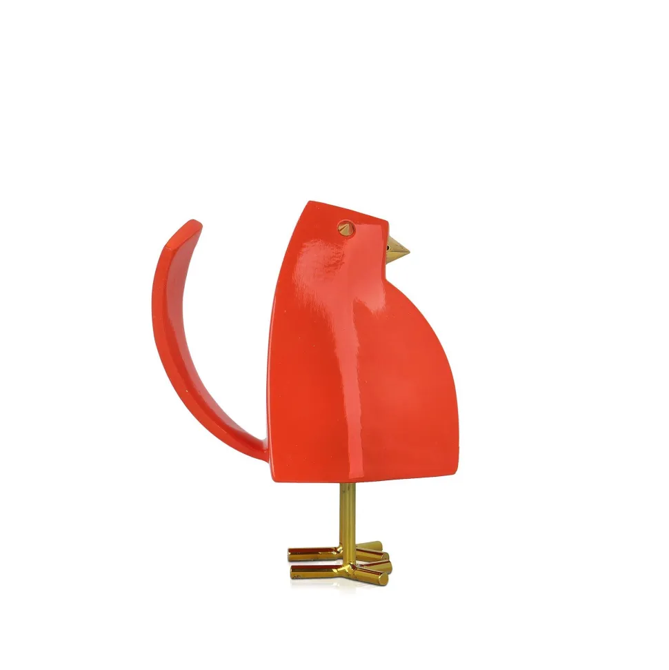 Cubic Bird 14cm Orange Resin Indoor Sculpture