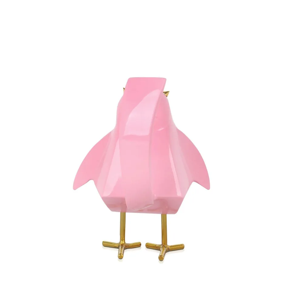 Cubic Bird 18cm Pink Resin Indoor Sculpture