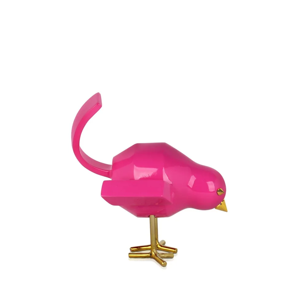 Cubic Bird 14cm Rosa Pink Resin Indoor Sculpture