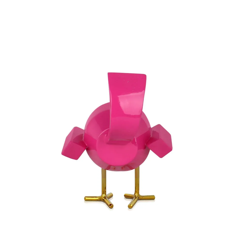 Cubic Bird 14cm Rosa Pink Resin Indoor Sculpture