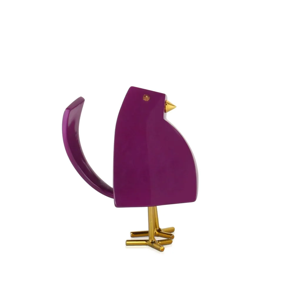 Cubic Bird 14cm Violet Resin Indoor Sculpture