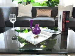 Cubic Bird 18cm Violet Resin Indoor Sculpture