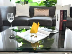 Cubic Bird 14cm Yellow Resin Indoor Sculpture