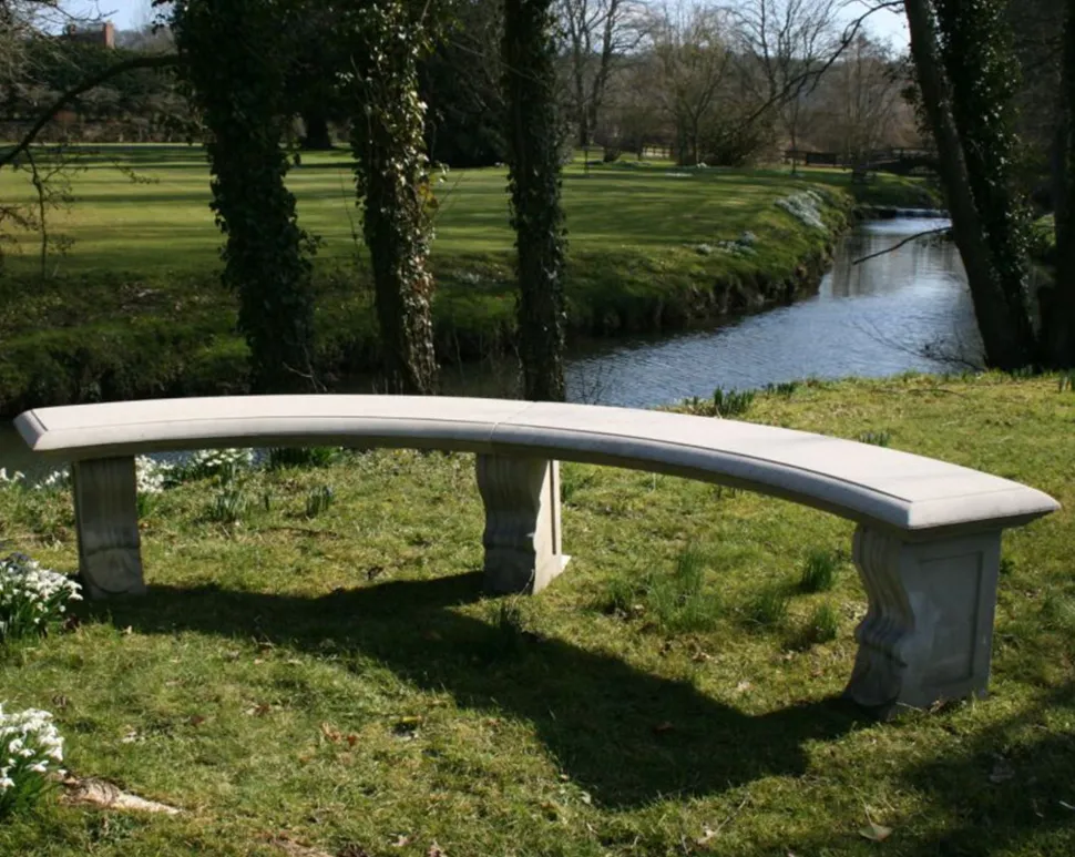 Curved Ivy Double Stone Garden Bench