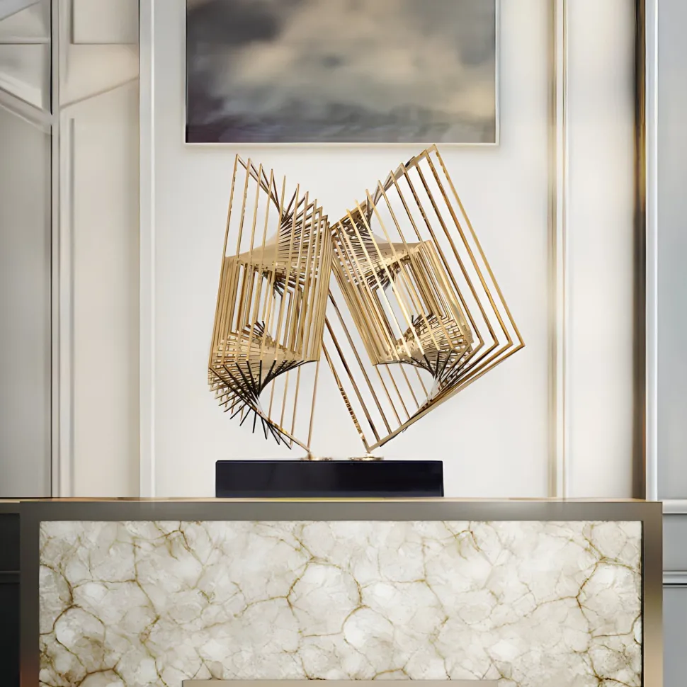 Cyber Book 46cm Gold Metal Indoor Sculpture