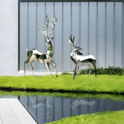 Deer 158cm Geometric Metal Garden Sculpture