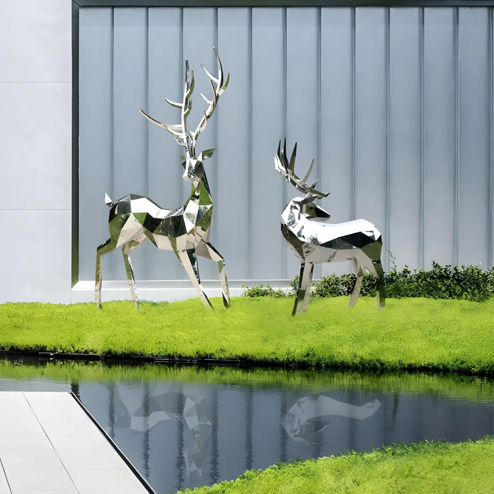 Deer 158cm Geometric Metal Garden Sculpture