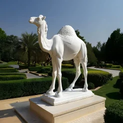 Desert Camel 160cm White Marble Garden Statue v2