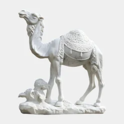 Desert Camel 160cm White Marble Garden Statue v5