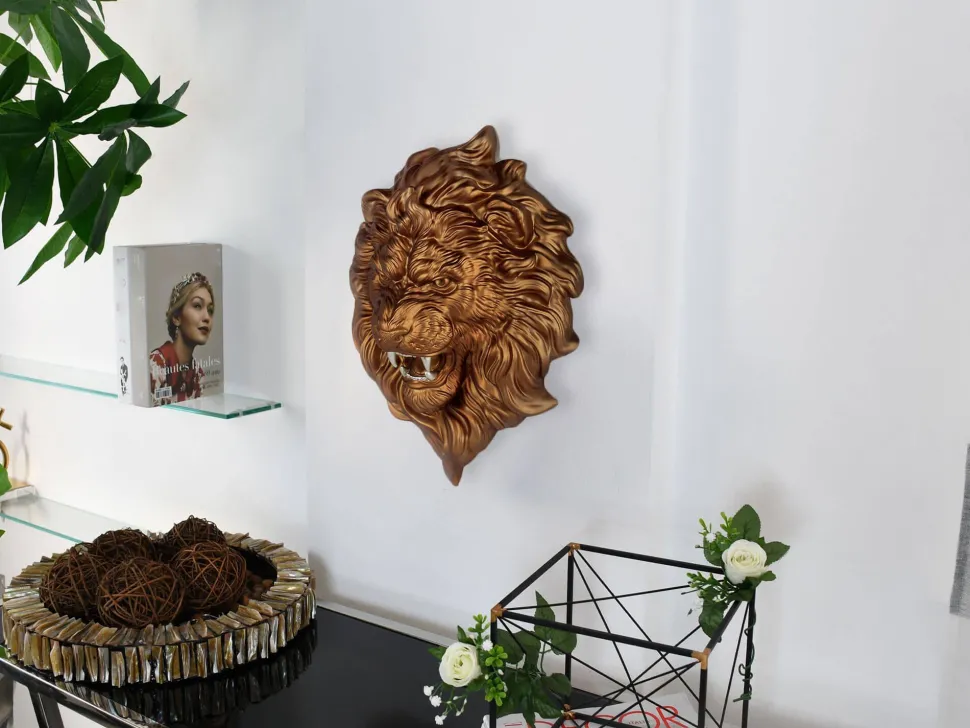Desert Lion 49cm Bronze Resin Wall Sculpture