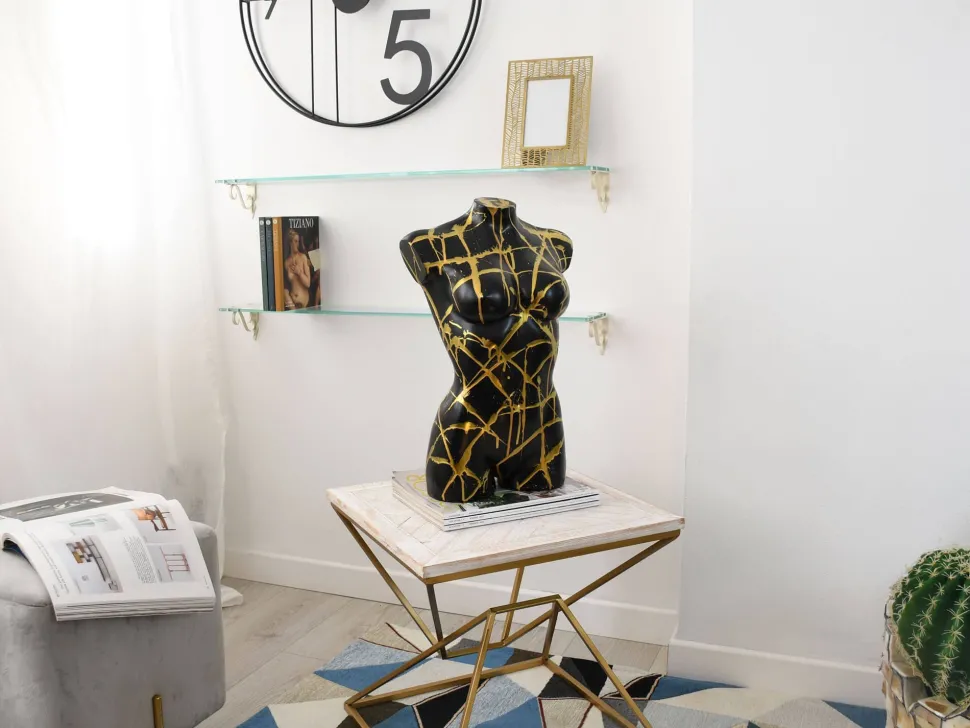 Divine Torso 50cm Black Resin Indoor Sculpture