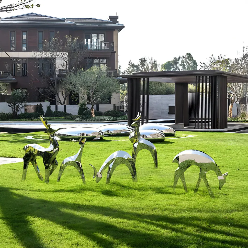 Dynamic Deer 100cm Metal Garden Sculpture